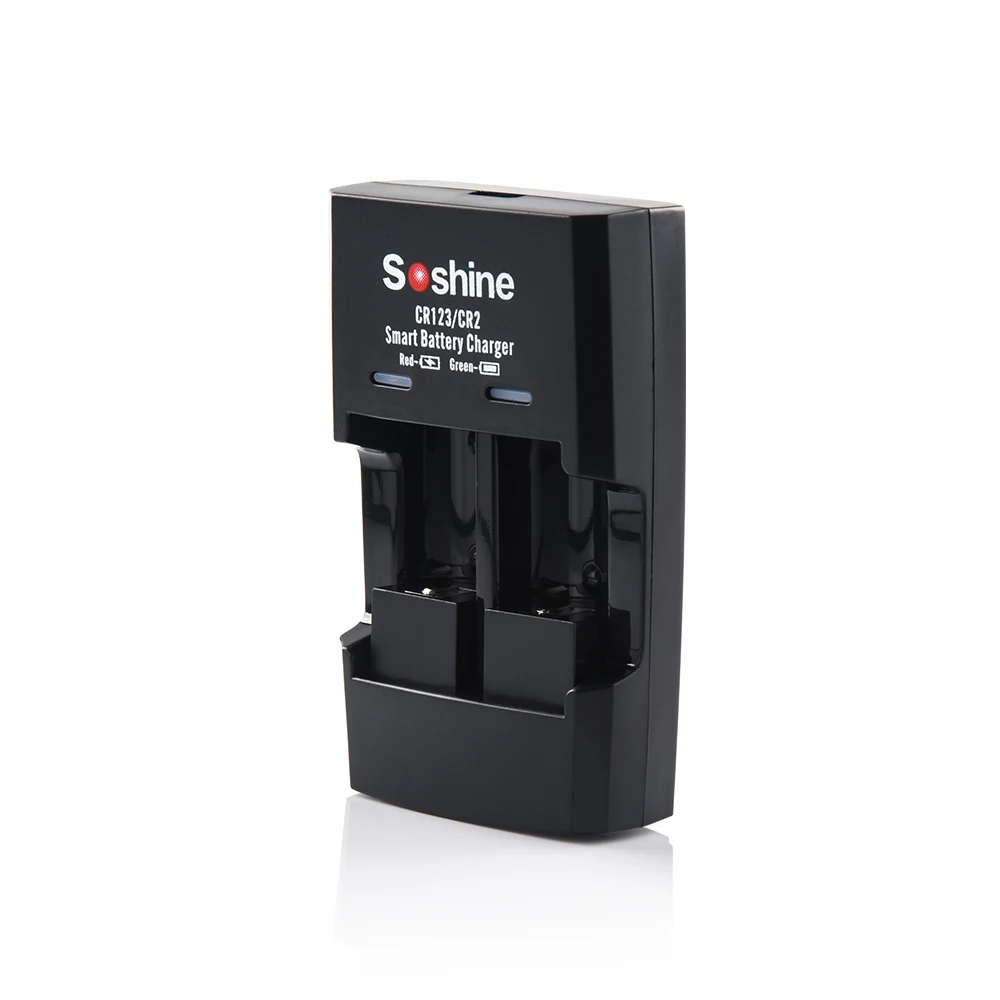 Battery Charger Adapter Soshine 3.2V LiFePO4 3.7V Li-ion Charger for 2 Slots CR2 RCR123 16340 17335 15266P 16340P USB