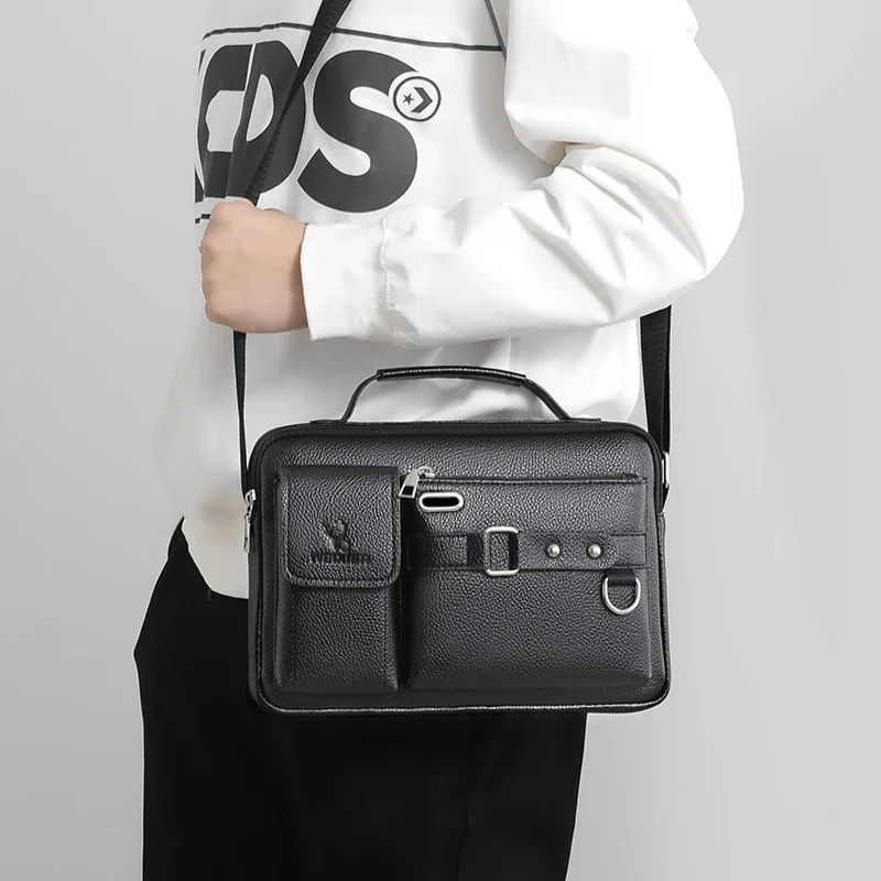 Men's Leather Briefcase Portable PU Leather Handbag New Fashion Briefcase leather briefcase