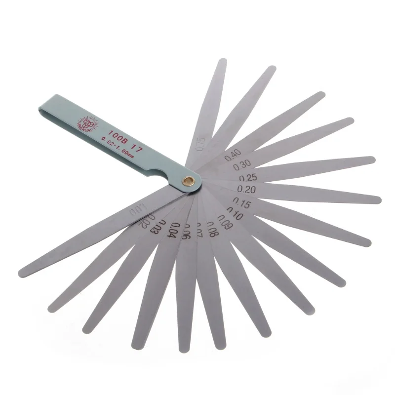 Dasqua 32 Blade Feeler Gauge Set – 0.03-1.00mm Tapered Stainless Steel, SAE/Metric Dual Marked For Gap Measurement