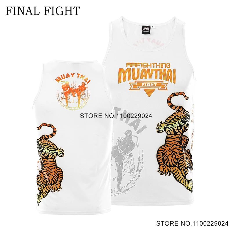 Muay Thai Singlet Men Women Tiger Boxing Training Vest Sparring Martial Arts MMA T Shirt Sleeveless Gym Sports Workout Rashguard