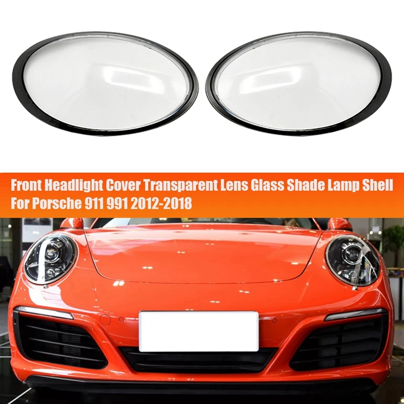 

1Pair Car Headlight Shade Headlights Lens Caps For Porsche 911 991 2012-2018 Black Edge