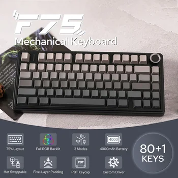 AULA F75 Pro Gasket Mounted Wireless Gaming Mechanical Keyboard RGB Customized 75% Layout Side-engraving PBT Keycaps 2