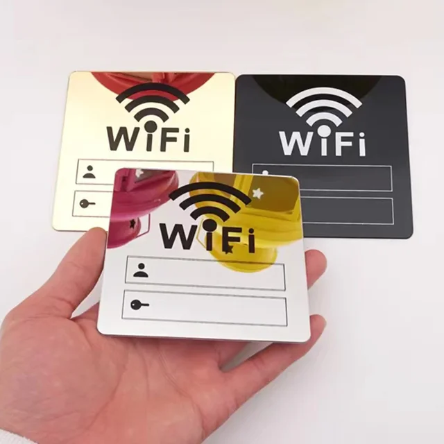 Autocollant de signe WiFi acrylique 3D, miroir de surface, compte, mot de passe, autocollant mural pour les lieux publics, la maison, les magasins, la maison 2