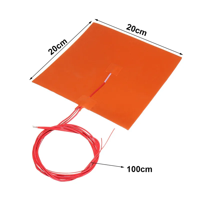 200 x 200mm 110V 220V 200W Silicone Heated Bed Heating Pad with 3M PSA NTC Thermistor for 3D Printer Parts Electric Heated Mat