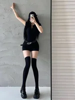 Playsuits Spicy Girl Round Neck Single Breasted Elastic Slim Solid Color Short Sleeved Jumpsuit Shorts For Women Korean KSP1 - Image 5
