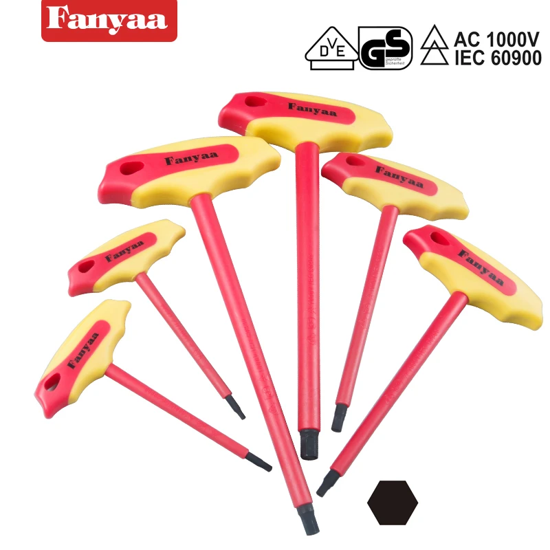 Fanyaa VDE T Handle Hex Key Wrench 2.5 8mm Insulated 1000V Injection