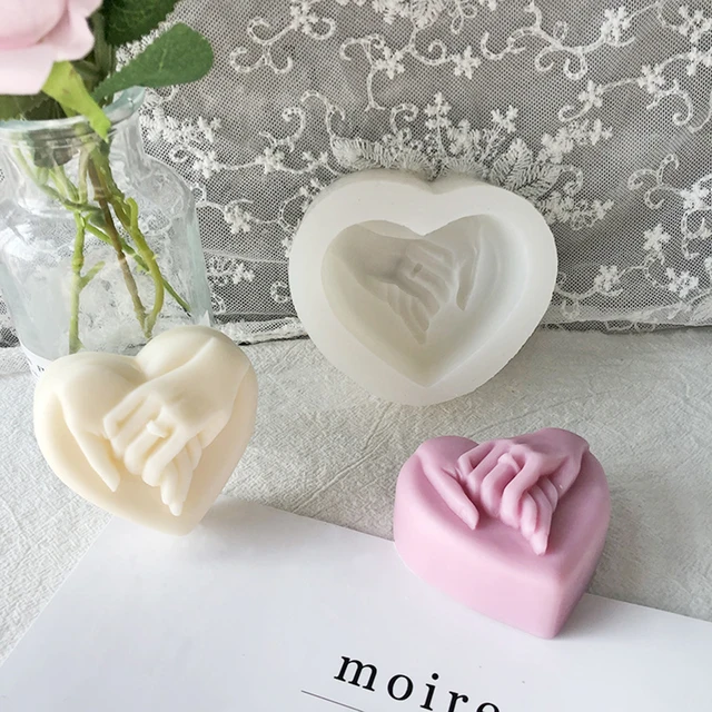 1pc, Hand In Hand Heart shaped Scented Candle Silicone Mold, Soap Mold Clay  Mold For DIY