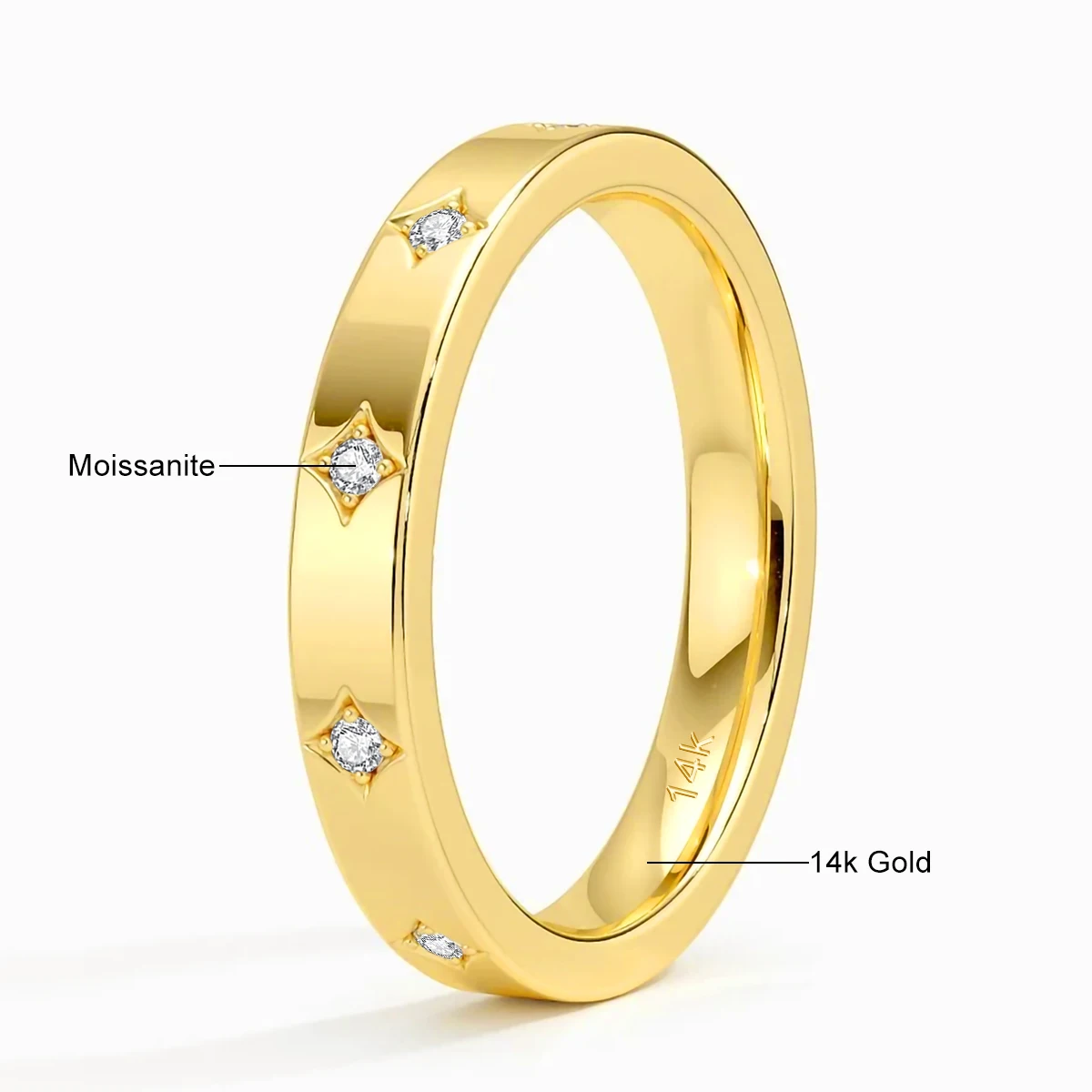 14K Golden Couples Ring Simple Real AU585 Gold Finger Rings GRA Certified Moissanite Wedding Band Engagement Fine Jewelry 5
