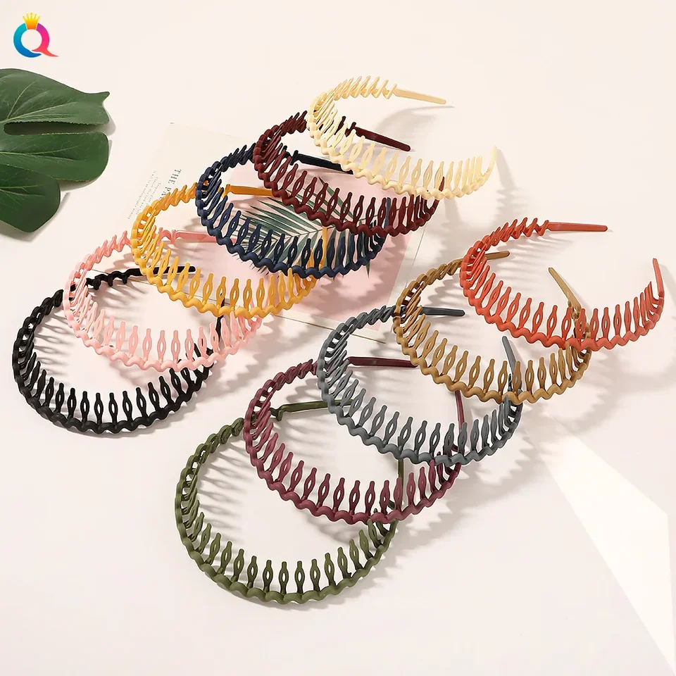 4 Pezzi Cerchietto a zigzag per capelli,Zig Zag Hair Bands, Pettine per Capelli Con Denti Di Squalo,Plastic Hair Bands Wavy Shape Hair Hoop,Adatto per Sport, Yoga, Trucco, Copricapo alla Moda Sportiv