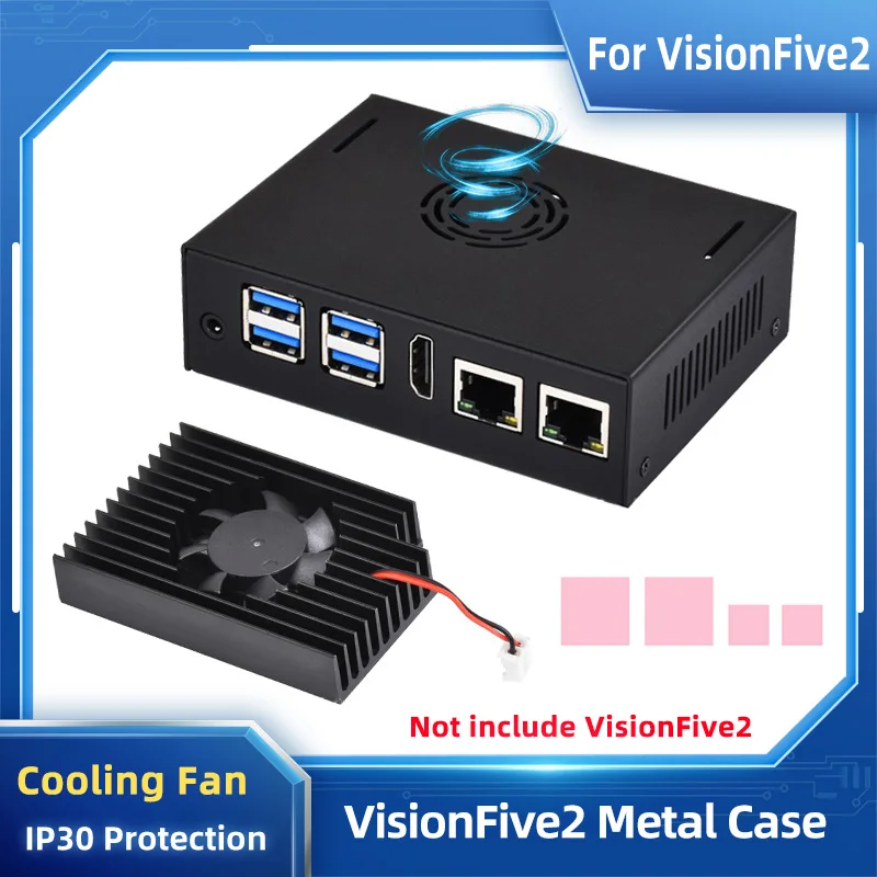 VisionFive2 металлическая Стандартная защита IP30 с охлаждающим вентилятором радиатор DIN рейка монтажный корпус дополнительный источник питания для VisionFive 2