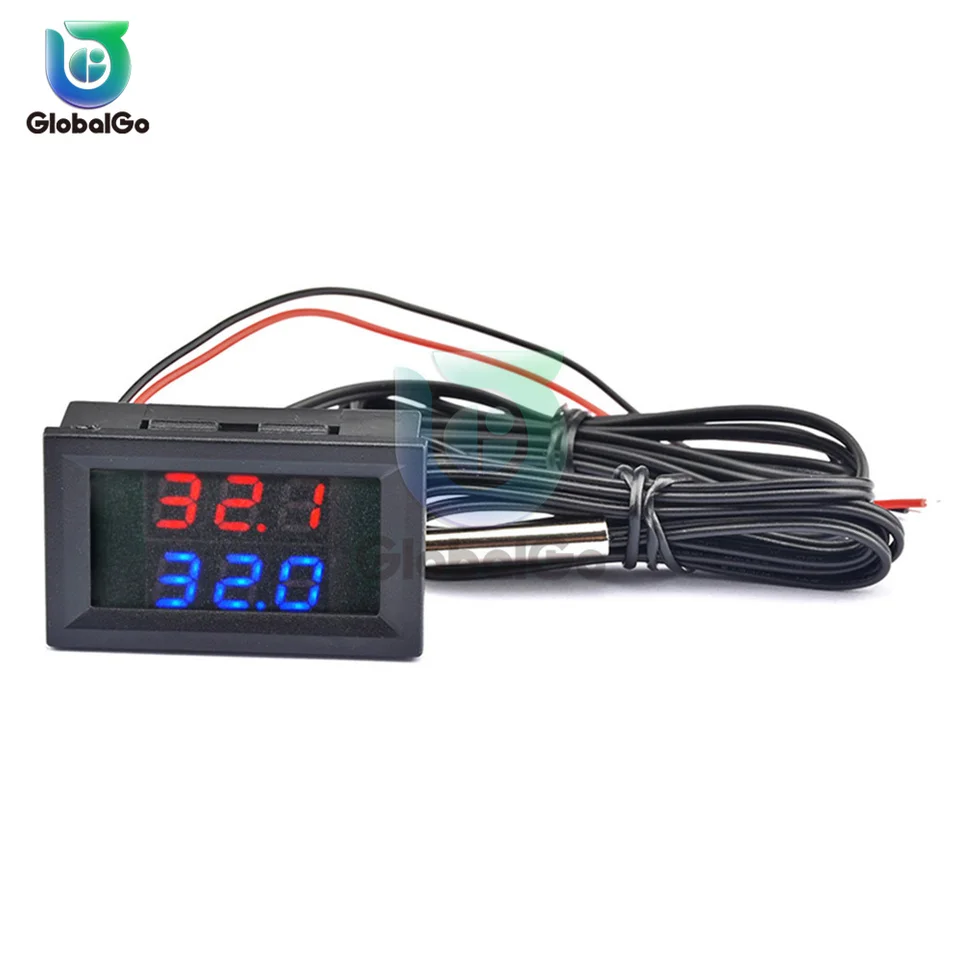 Digitales Thermometer NTC Metallsonde Dual LED Display DC4-28V