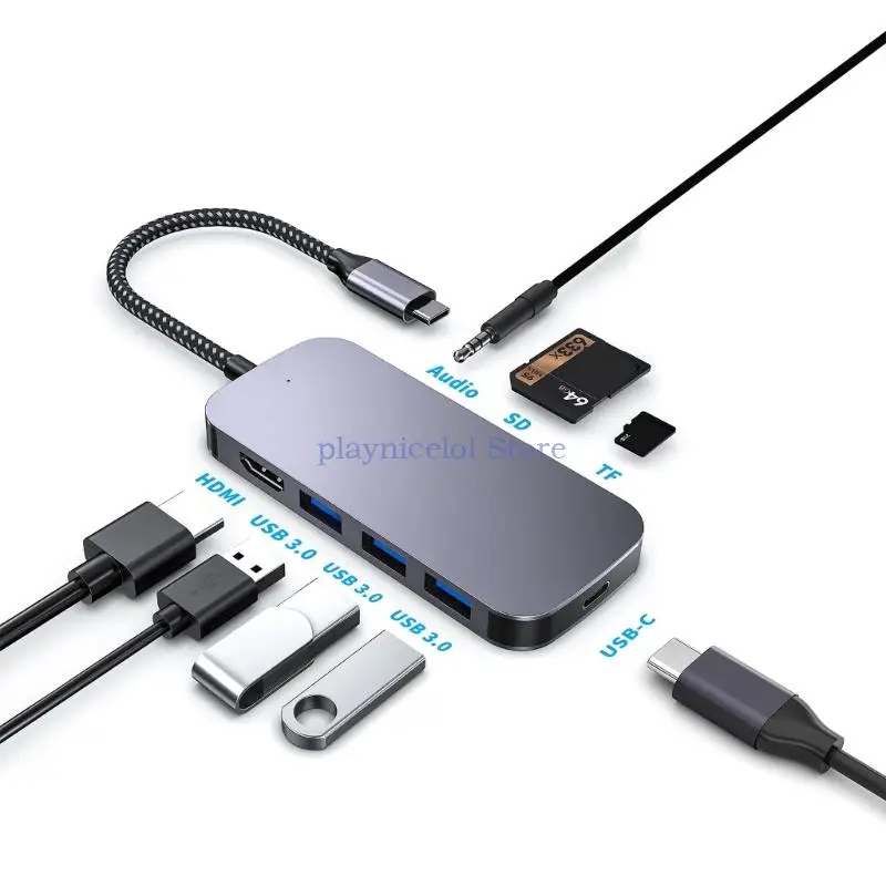 

Концентратор типа C «8 в 1» USB 4K HDMI, зарядка PD типа C для большего количества устройств типа C E8BA