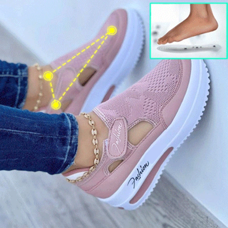 2022 Female Casual Vulcanized Shoes Sneakers Women Breathable Sport Mesh Platform Shoes Non-Slip Comfort Design Ladies Footwear