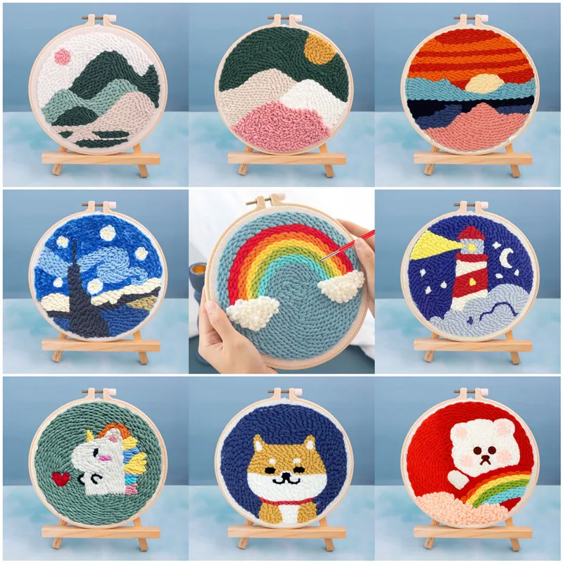 Cute Fluff Animal Punch Needle Kits for Beginners Soft Yarn Punch Needle  Embroidery Kit Cartoon Animals Pattern Embroidery Set - AliExpress