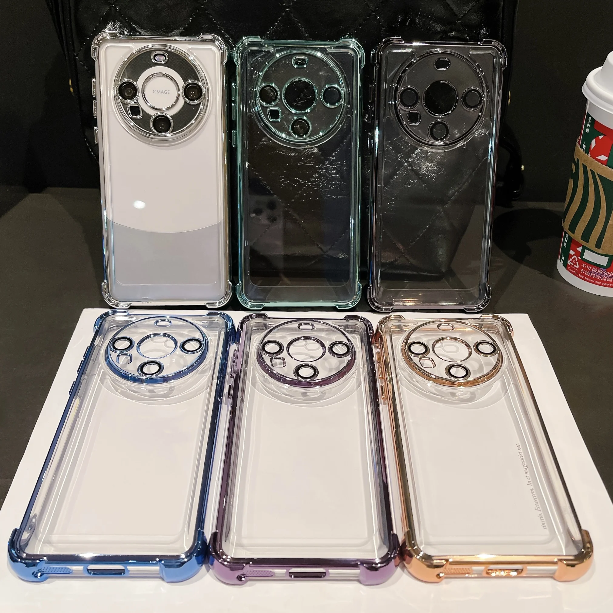 for Huawei Mate 60 Pro Phone Case Plating Colored Frame Space Fine Hole Cover Soft Transparent Shell Shockproof Non-Slip Fundas_voghion.com