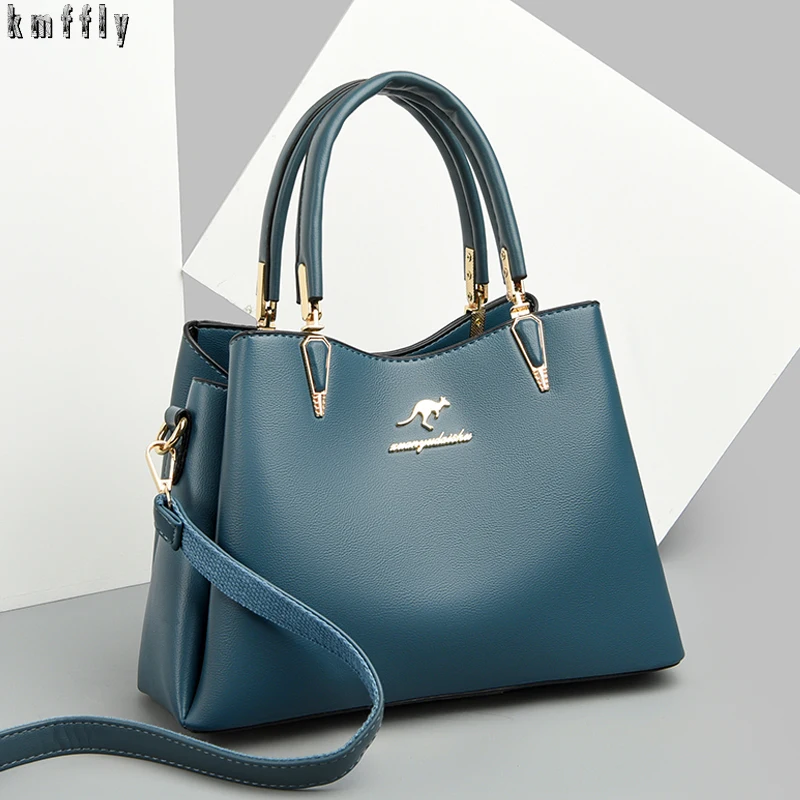 

3 Layer Large Capacity Women Simple Handbag Luxury Designer Casual Handbag High Quality PU Leather Solid Color Tote Bag 2022 New