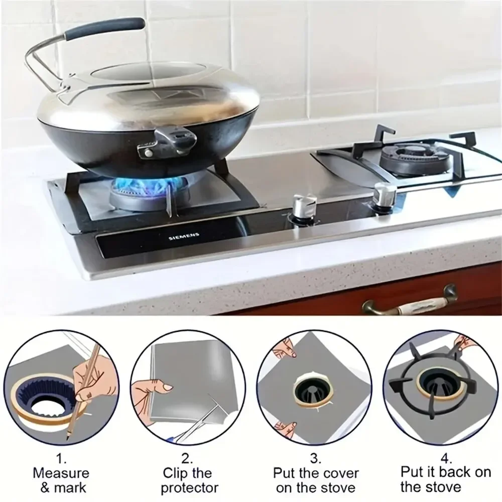 Stove Protector Cover Liner Gas Stovetop Burner 4/8PCS Kitchen Accessories Mat