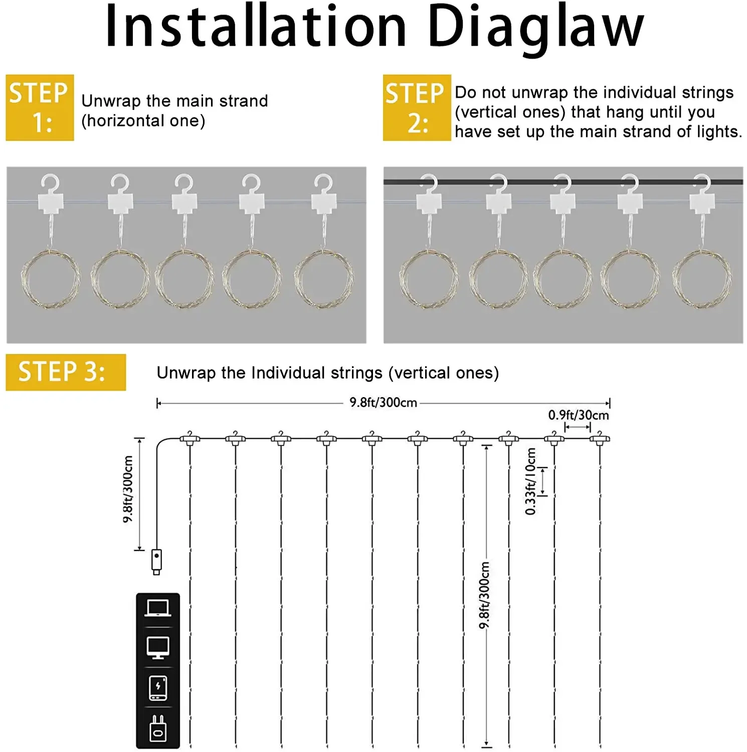  ߿ Ŀư ڿ  3*3m 300Led USB 5V  Cotroller Led Festoon  ħ  