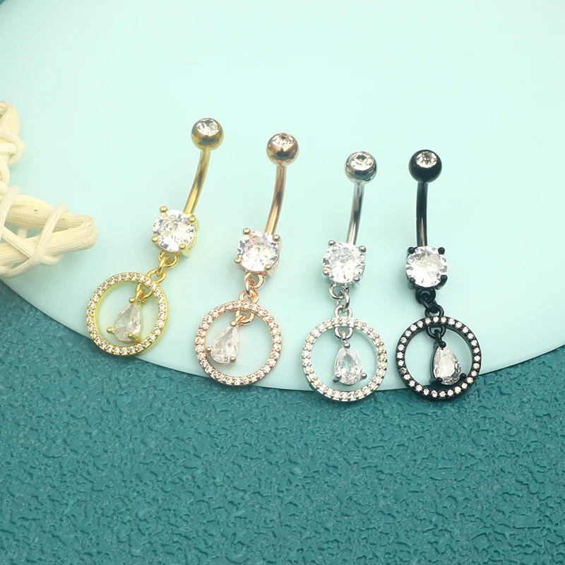 Crystal Circle Belly Button Rings Stainless Steel Butterfly Belly Ring Cute Pink Navel Barbell Piercing Nombril For Women Mix