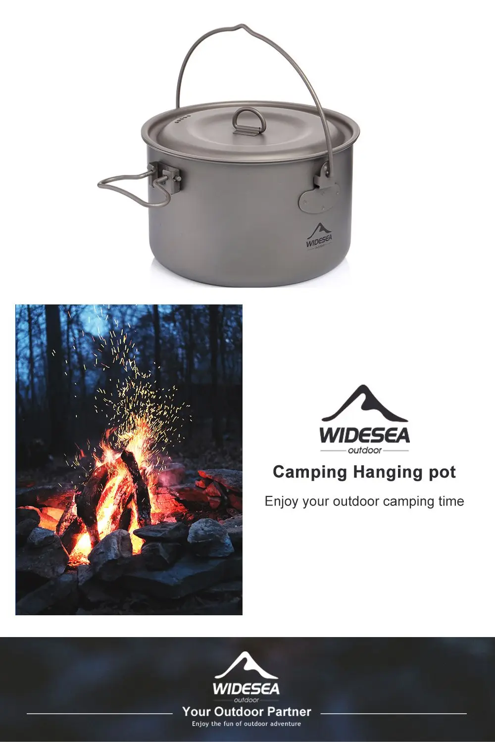 Widesea Tenting Tableware Titanium Cookware Set Tourism Cauldron Out of