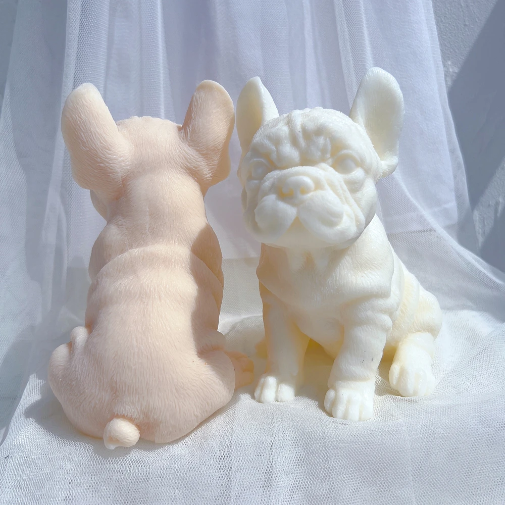 French Bulldog Candle Silicone Mold Puppy Lovers Gift Home Decoration Mould 3D Animal Dog Soy Wax Molds