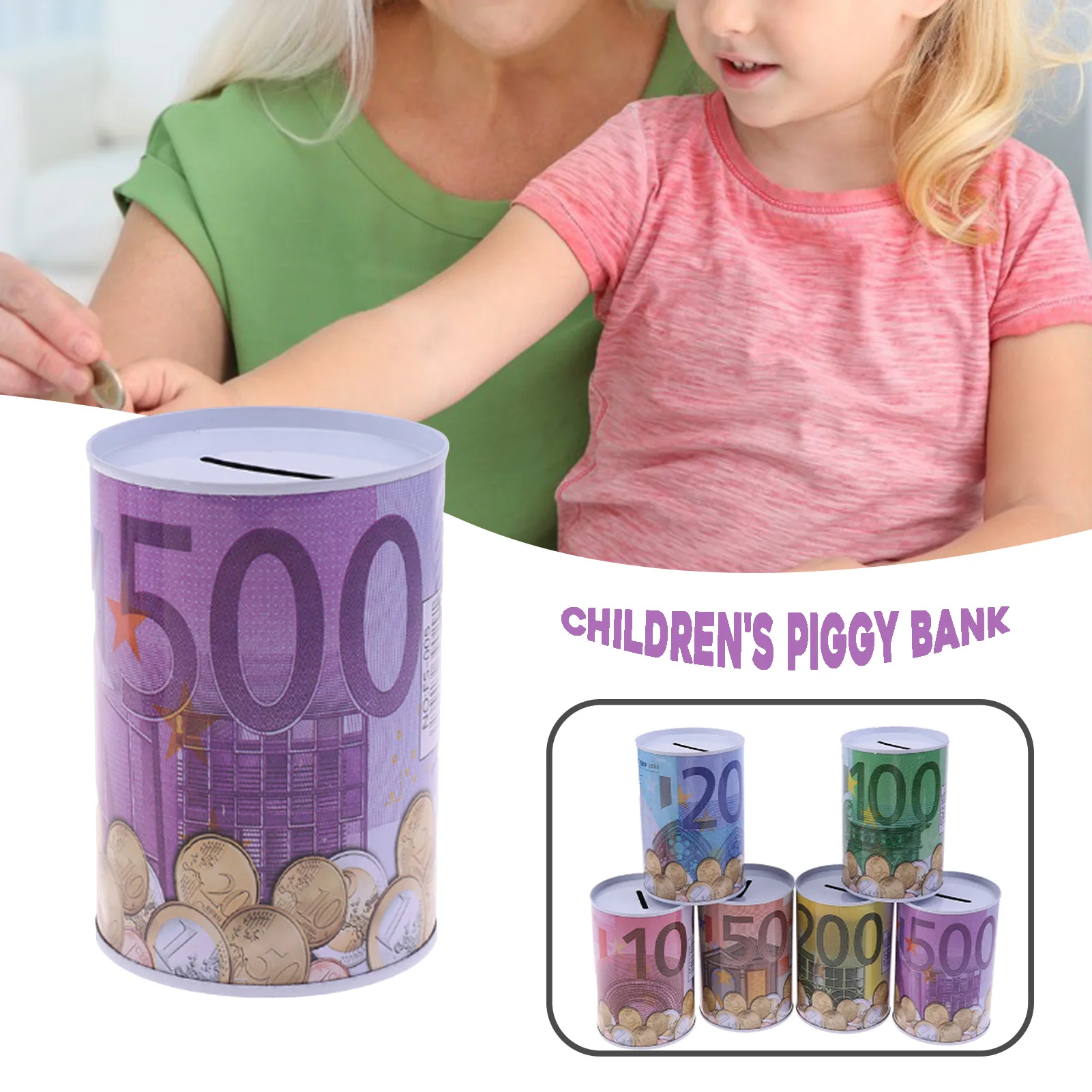 Spaarpot met gladde randen, opbergvak voor munten, ideaal voor kinderen en educatief speelgoed._voghion.com