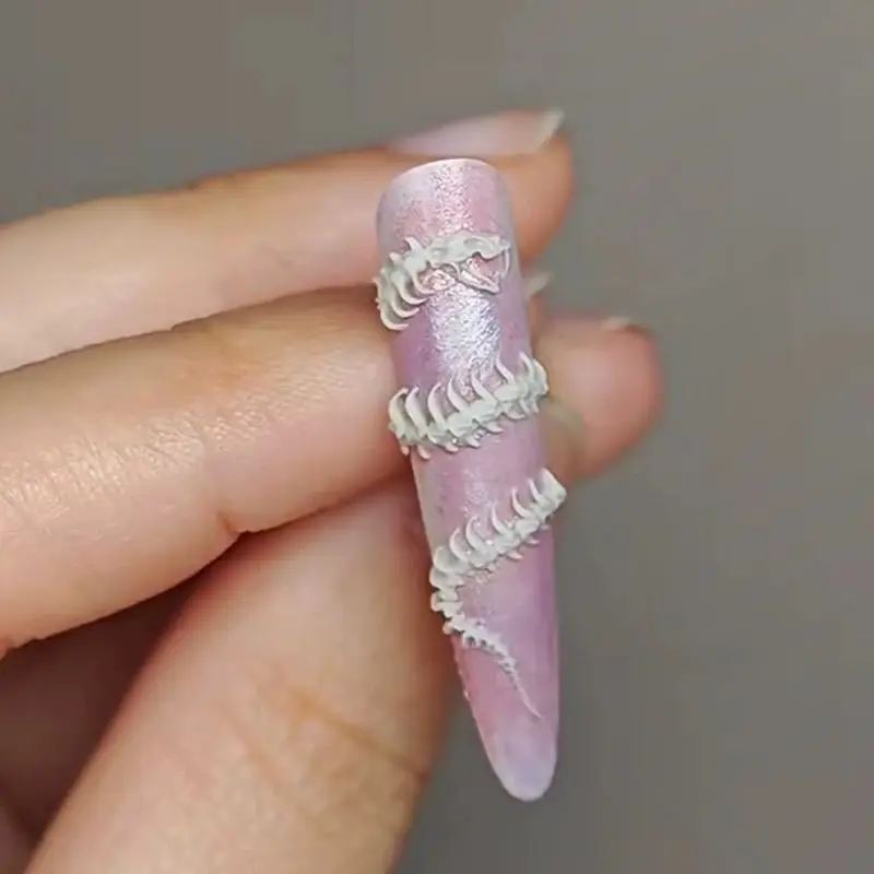 DIY 디자인 실리콘 장식 네일 아트 템플릿 네일 몰드 1개 3D 뱀뼈 몰드 네일 아트 장식 액세서리 도매