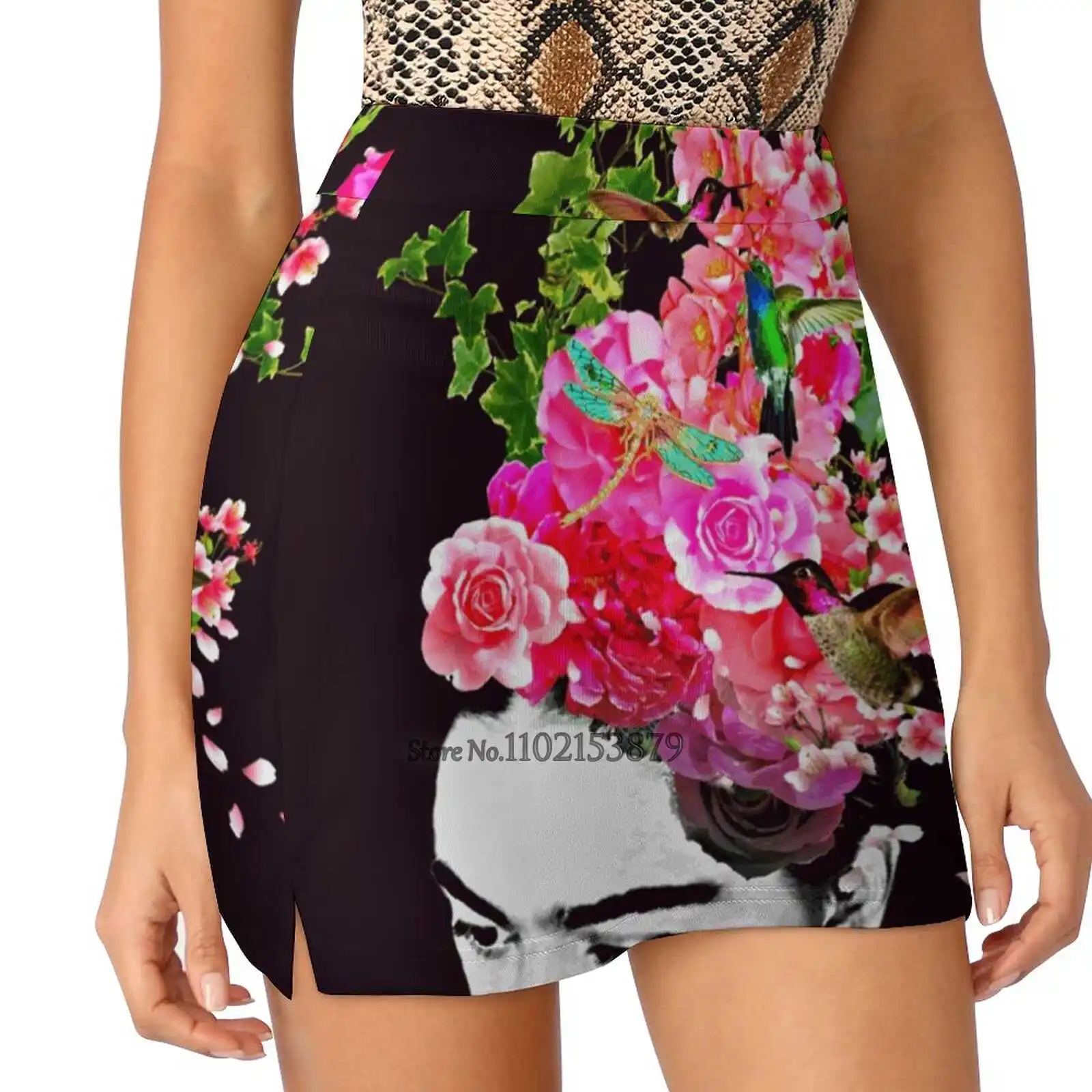 

Новая женская юбка с колибри и стрекозой, Двухслойное короткое платье с принтом, Спортивная мини-юбка, мексиканская Художественная Современная