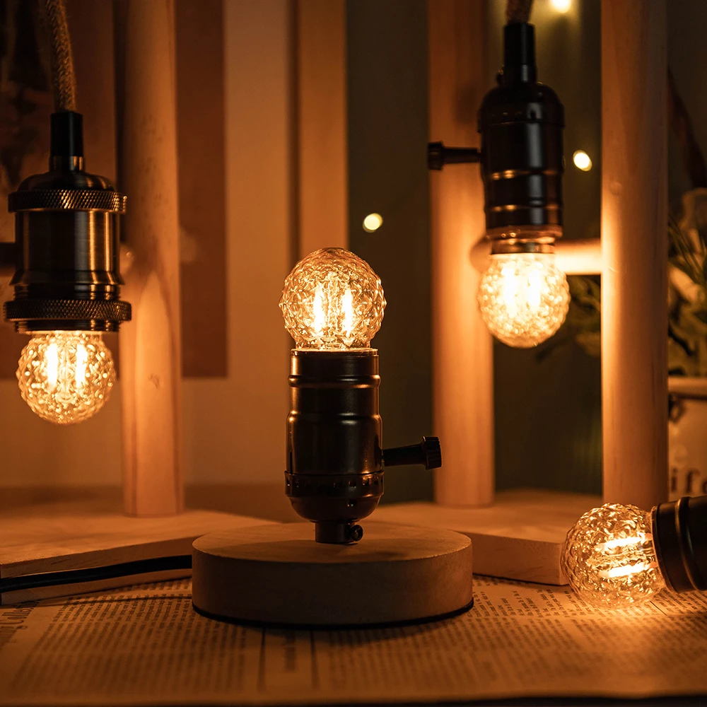 15pcs Retro Edison LED Filament Bulb Lamp E27 220V 110V G40 1W Crystal Decorative Pineapple Led Bulb for Street Garland Outdoor