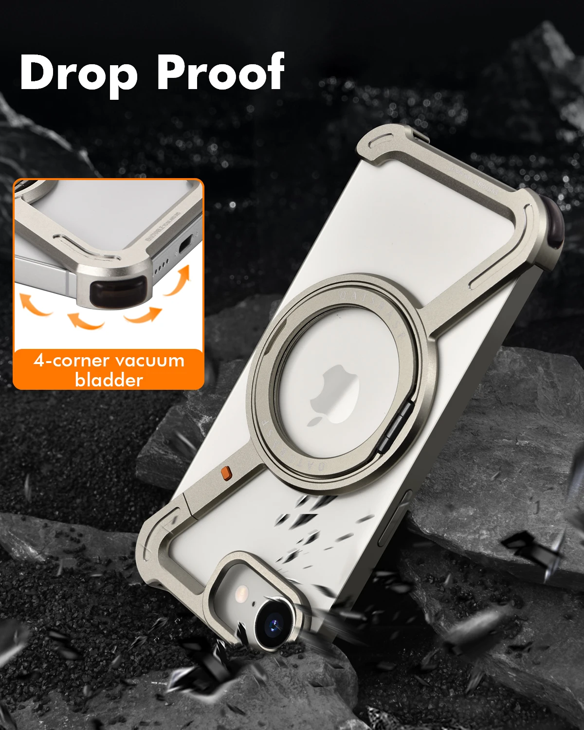 Eary Z Shape Phone Case For iPhone 16 E Cover 360 Rotating Adjustable Magnetic Ring Stand Frameless Shockproof Protector Shells