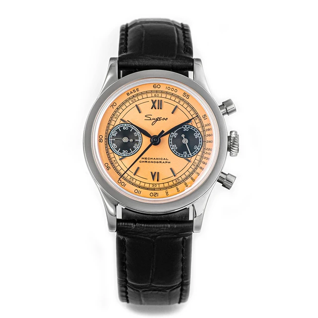 Sugess Seagull ST1902 Panda 37 Mm Brown Cronógrafo Domed Sapphire
