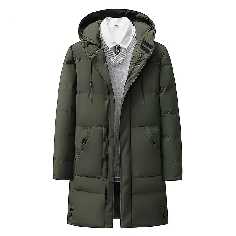 Winter Long Down Jacket Oversize Men Green Casual Loose Velvet Hooded Fur Collar Warm Cotton Quilted Coat Male Black Parkas  8XL