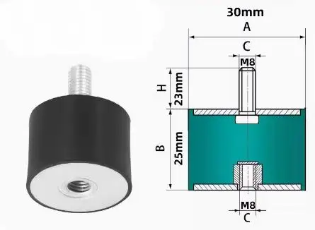 Rubber Shock Absorber Cushion with Anti-Slip Isolation and Dual-Thread Design