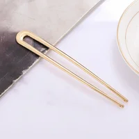 15cm U-Shaped Hair Fork Elegant Golden Silver-color Alloy Long Thick Hair French Hairpin Stick Women Girls Hair Accessories 5