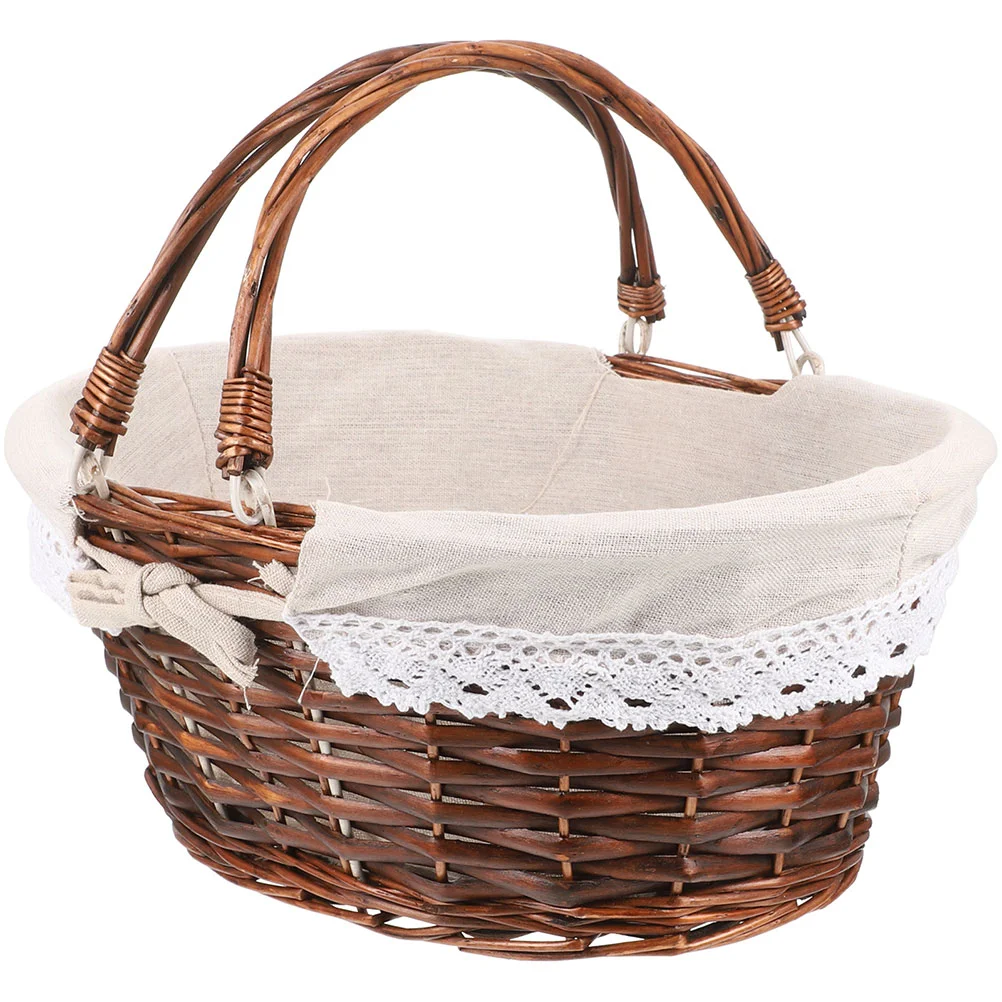 Handmade Grass Woven Egg Basket Picnic Vegetable Shop Wicker Baskets for Gifts Easter 3