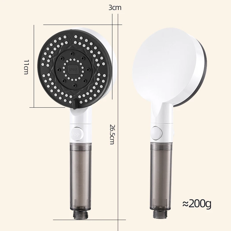 Cabezal de ducha con filtro de 6 modos, cabezal de ducha antipiedra caliza, alta presión, manguera de parada de agua, soporte de grifo, juegos de accesorios de baño