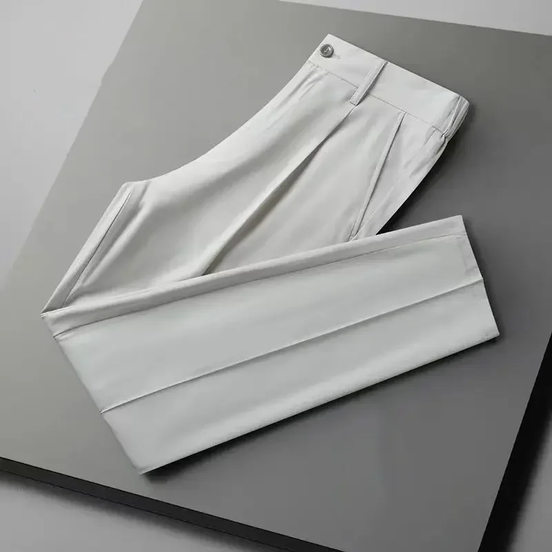 thumbnail image 1 of Pantalones de traje holgados de negocios de corte entallado para hombre de Fluid Social Tailoring, pantalones drapeados con 9 cortes grises y trenzados para hombre, pantalones de lujo económicos, 1 of 5