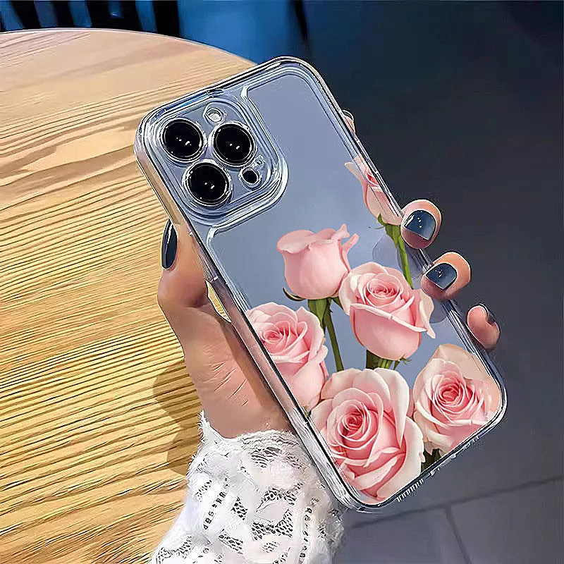 Minimalist Rose Clear Phone Case Cover