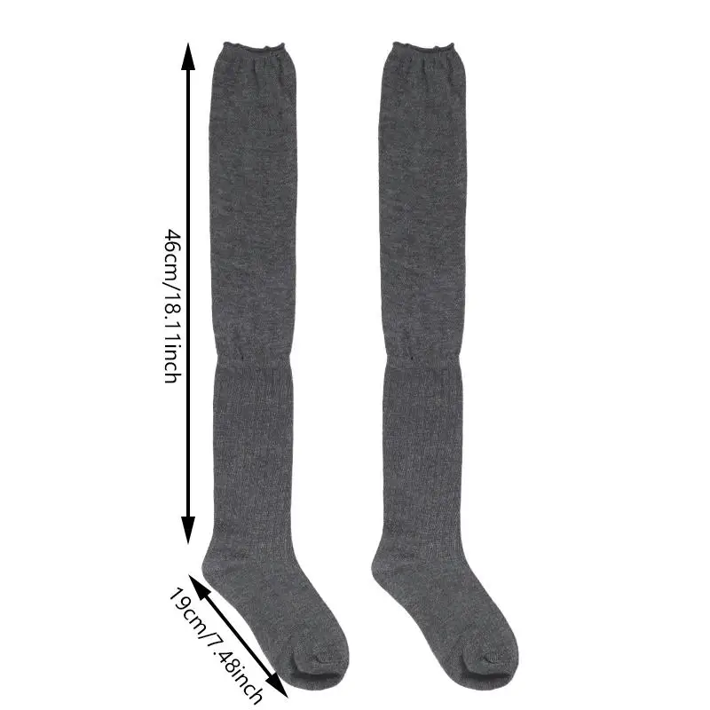Winter Stacking Knee High Socks Women Warm Long Tube Socks JK Thigh Leg Warmer Long Boots Spliced Knee Protection Sockings