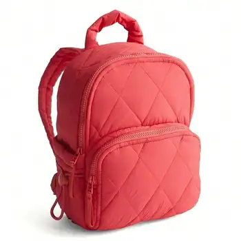 Small Quilted Backpack For Women Lightweight Solid Color 1
