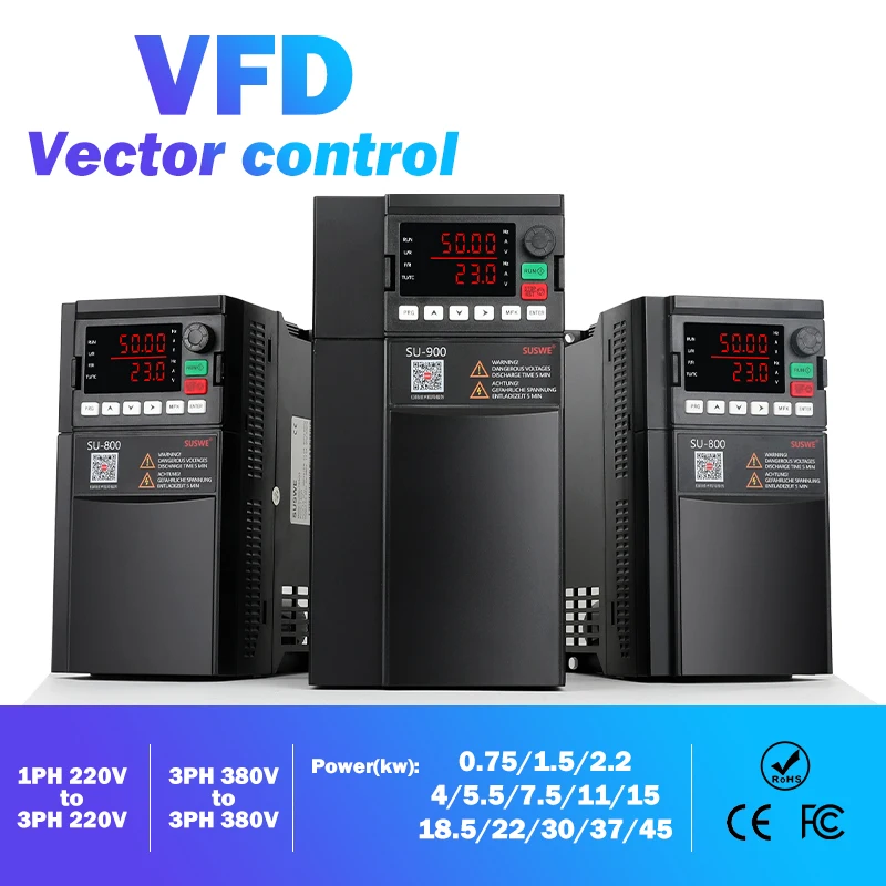 

VFD 4KW/5.5KW/7.5 KW 220V/380V Frequency Converter RS485 Inverter3 phase output Speed Controller for CNC Engraving Milling Grind