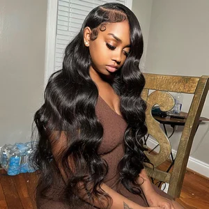 Body Wave 13x6 Hd Lace Frontal Wig Glueless Pre Plucked Brazilian 30 34 Inch Body Wave Lace Front Human Hair Wigs For Women