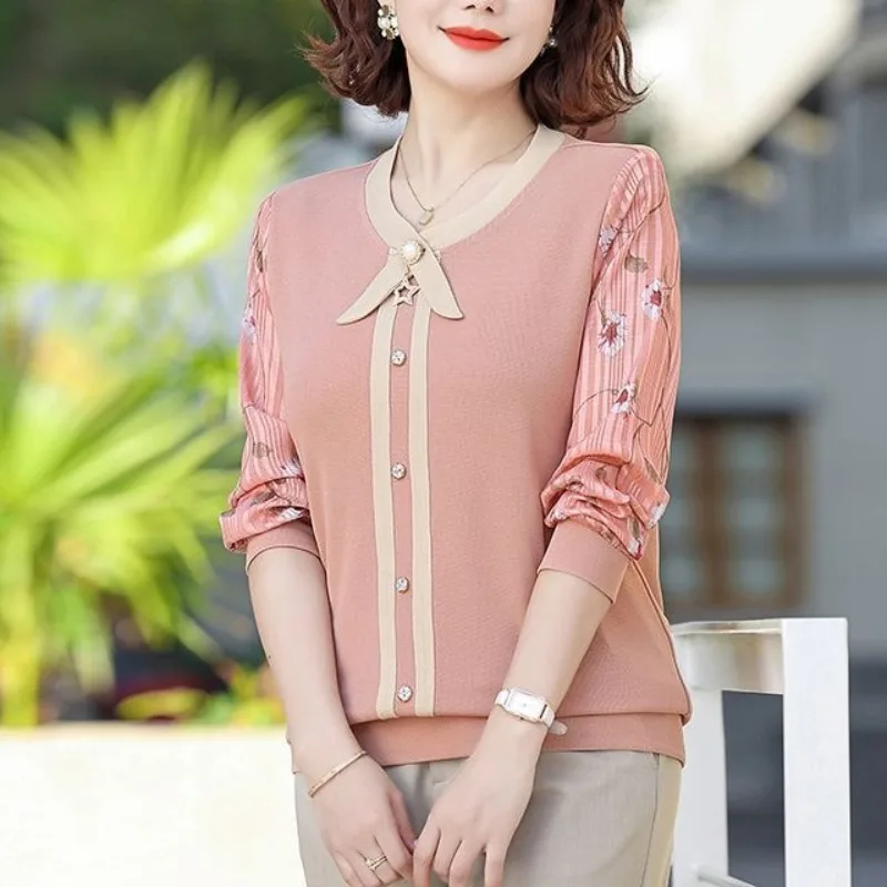 المرأة الخامس الرقبة طويلة الأكمام تي شيرت ، تنوعا...