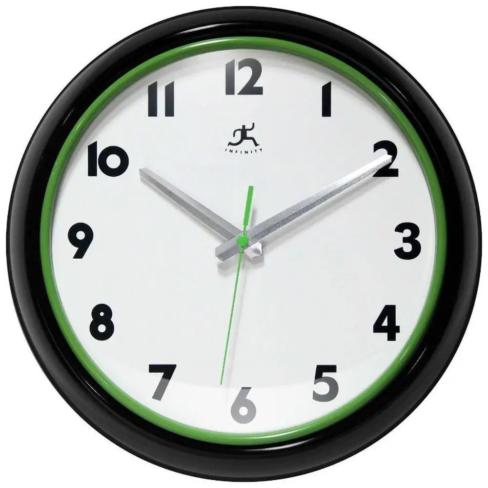 

Круглые черно-зеленые настенные часы с бесшумным кварцевым механизмом, 12 дюймов