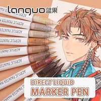 Languo, 9 шт./кор., набор акриловых маркеров с мягкой кистью, ручная работа «сделай сам», маркеры для рисования, ручки для рисования, студенческие ручки для граффити, M720 — изображение 2