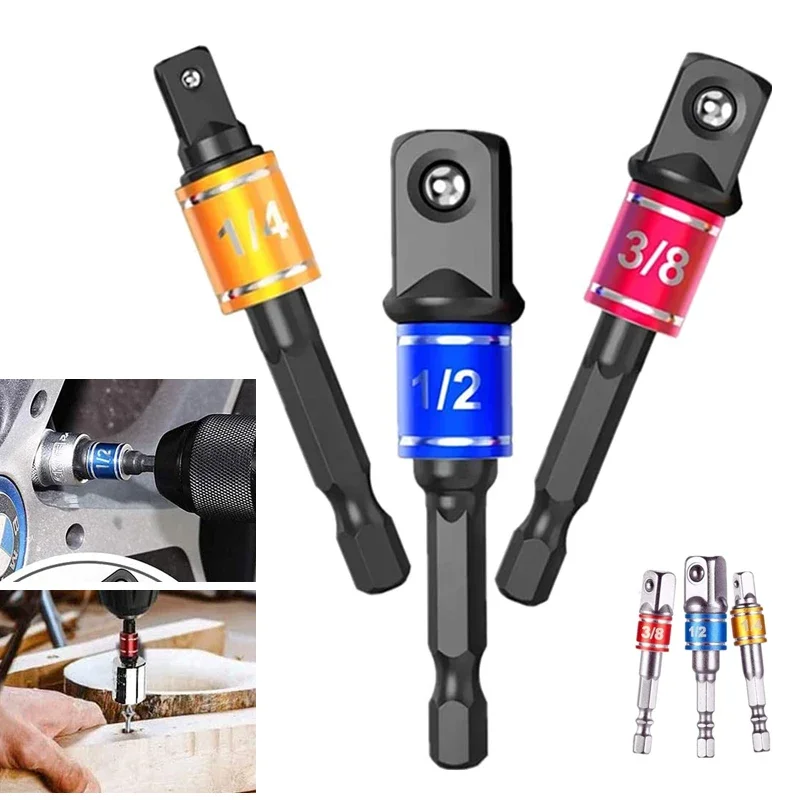 

With Balls Socket Wrench 1/2 Drill Impact Tool Shank Hex Driver 1/4 BIts Steel Set Adapter 3/8