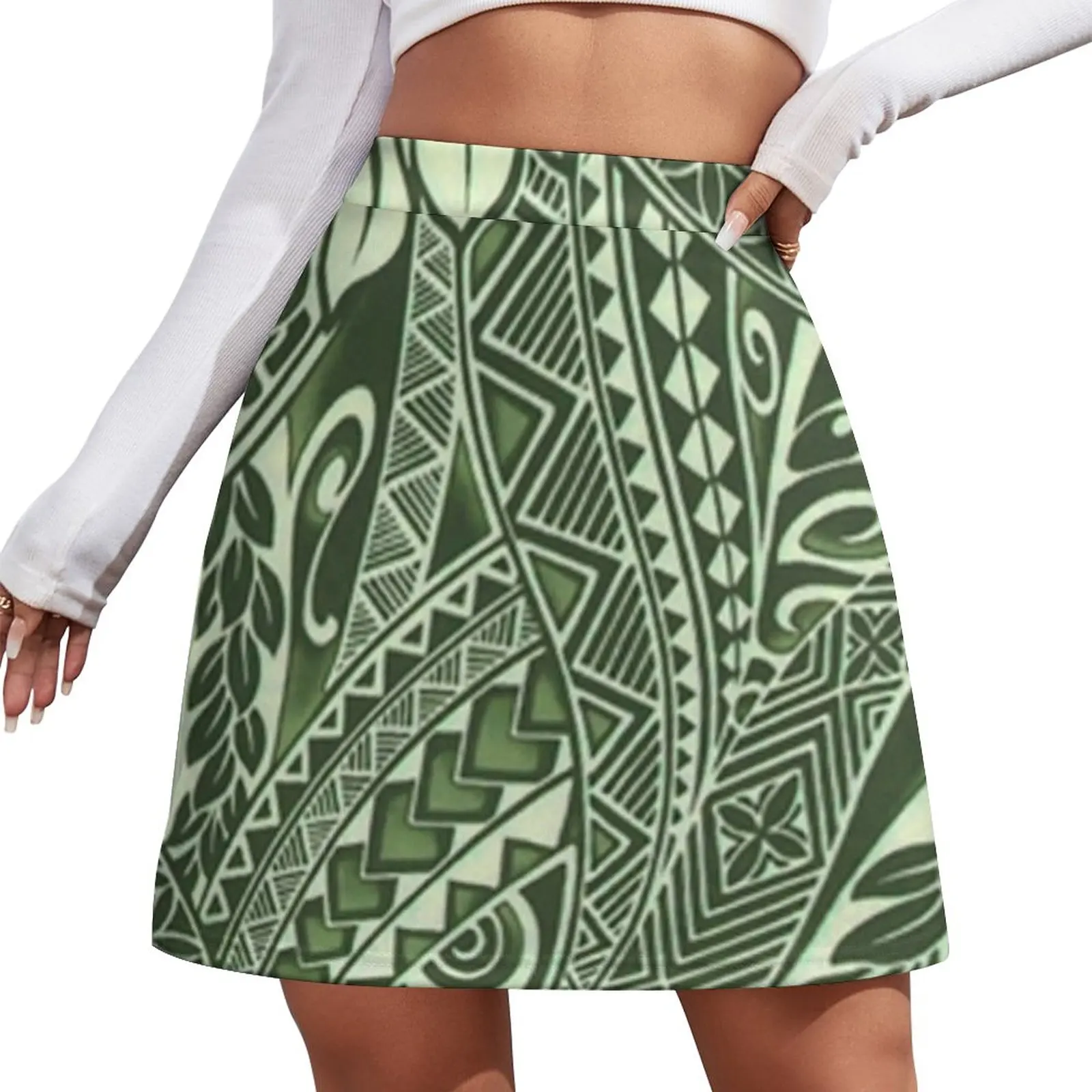 Hawaiian Ornament - Green Mini Skirt Female dress night club outfits Female clothing korean skirt