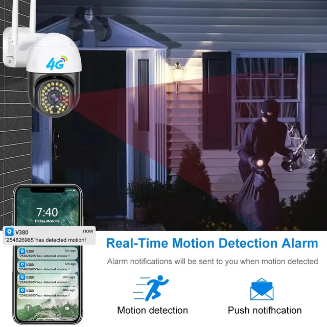 4X Zoom 3MP Wireless 4G SIM Card Video Surveillance Camera Motion Detection Auto Tracking Home Security Camera WiFi/4G V380Pro - Image 3