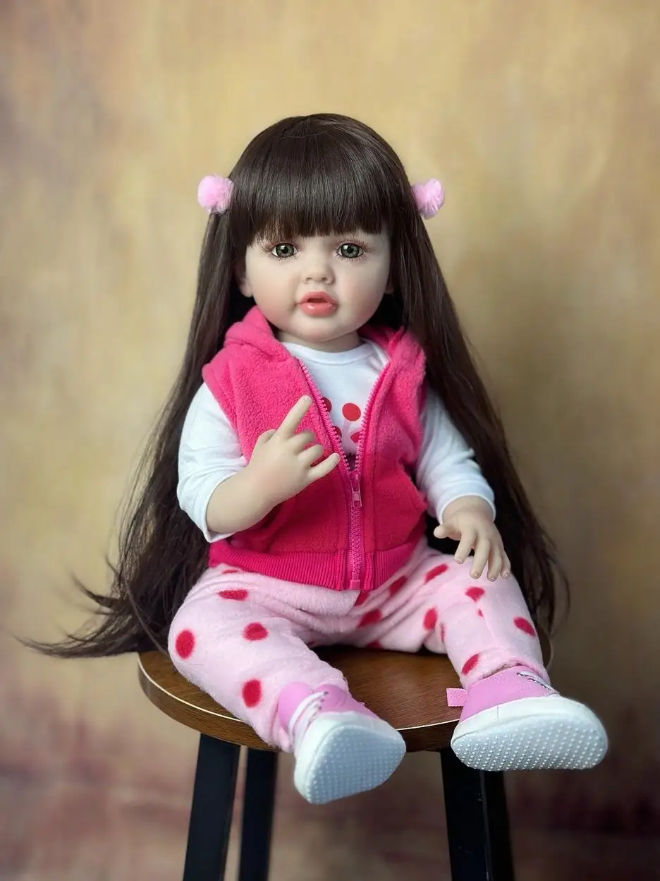 48/55 CM Full Silicone Body Reborn Baby Girl Doll Vinyl Classic Dress Up Birthday Gift Bath Toy 3