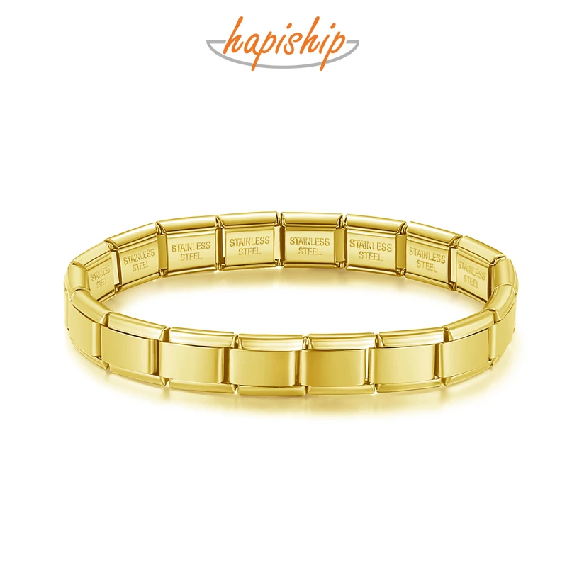 Hapiship 2024 nueva joyería de mujer DIY 9mm de ancho Itanlian pulsera elástica con dijes moda de acero inoxidable brazalete de moda ST-Jin